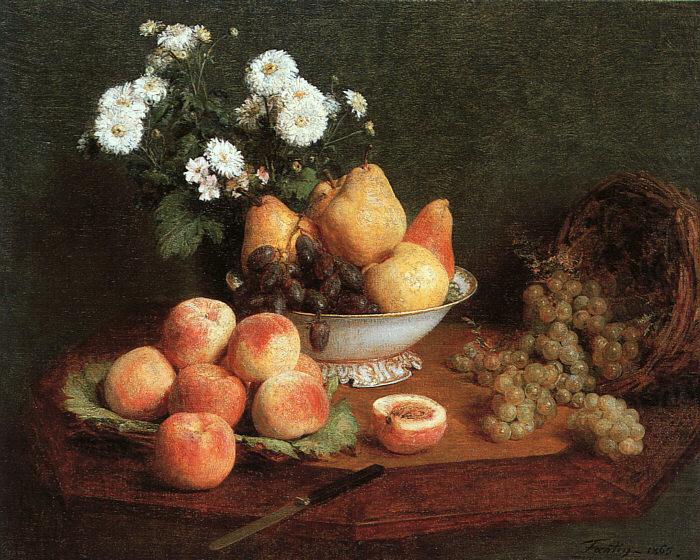 Flowers and Fruit on a Table, Henri Fantin-Latour